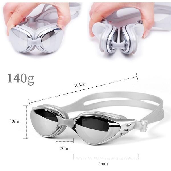 Kính bơi cận có độ POPO 610 kiếng bơi người lớn cho nam nữ cản tia UV hạn chế sương mờ