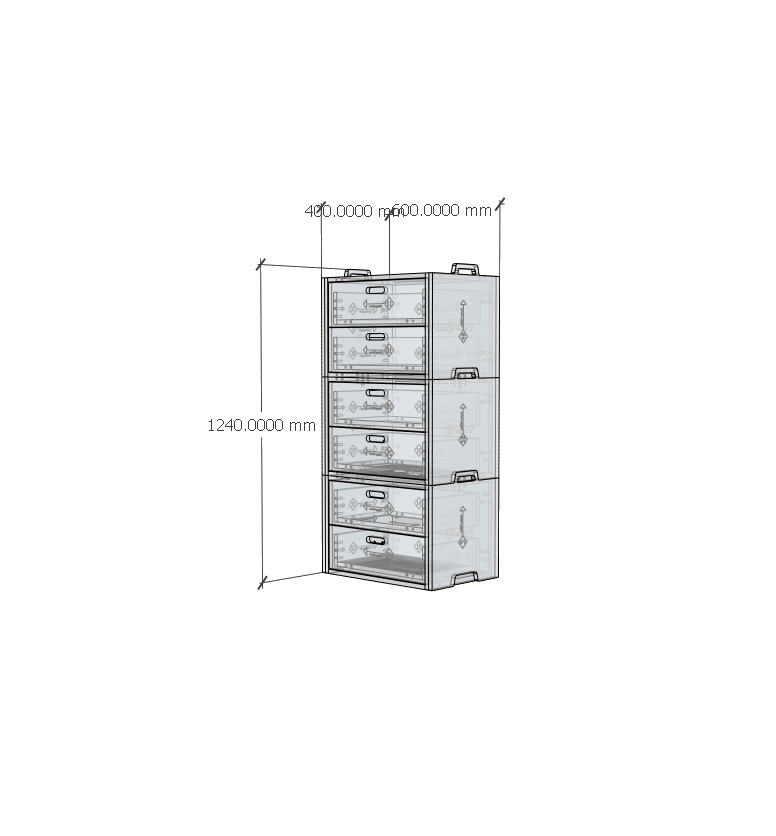 HAPPY FURNITURE , Gỗ tự nhiên , Tủ lưu trữ 6 ngăn kéo gỗ Plywood - GAMOR , THK_207 , 60cm x 40cm x 124cm DxRxC