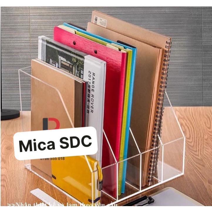 Kệ sách để bàn - Kệ mica nhiều ngăn để sách - hồ sơ