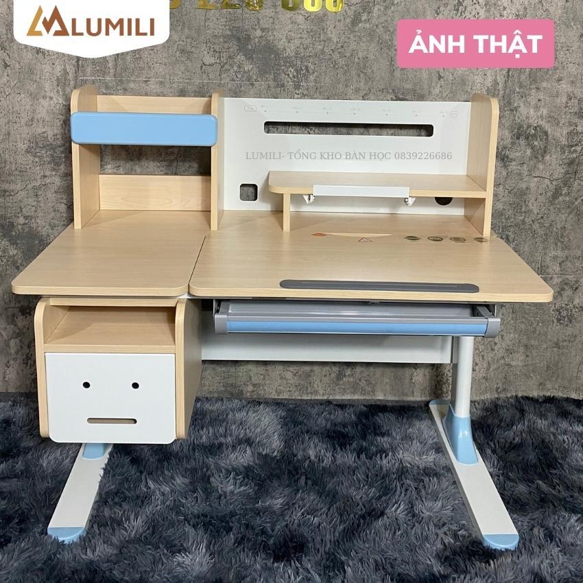 Bộ bàn học chống gù cao cấp LUMILI 303F bàn học thông minh kèm giá sách cho bé