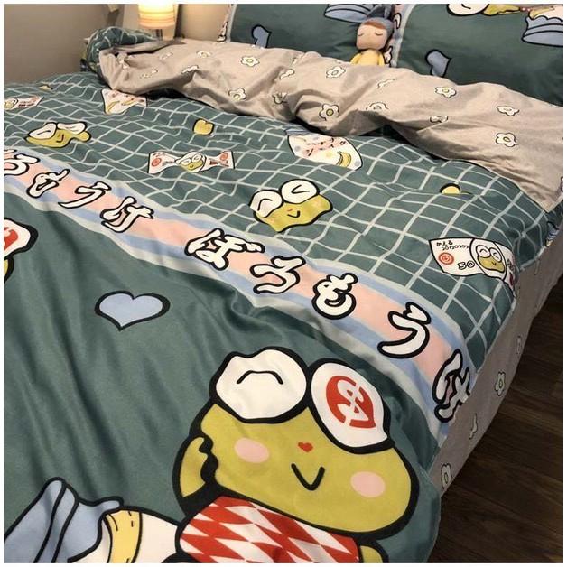 Bộ chăn ga Cotton Poly chú ếch con - mẫu mới phong cách Hàn Quốc