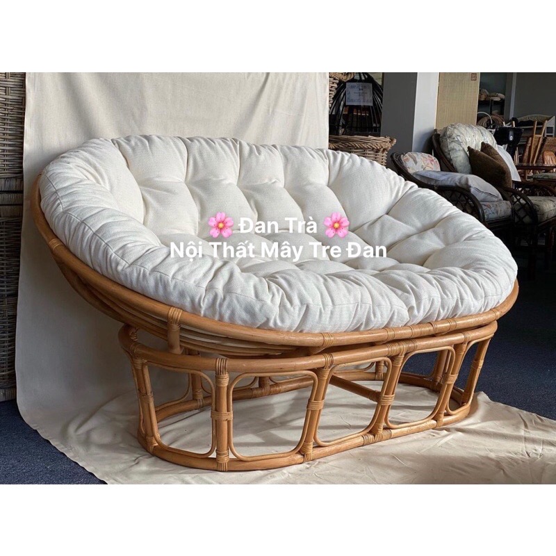 [ RẺ VÔ ĐỊCH ] Ghế Mây PAPASAN ĐÔI - Ghế Mây Mamasan Size 1m6*1m1 Gồm Nệm  - Nội Thất Mây Tre