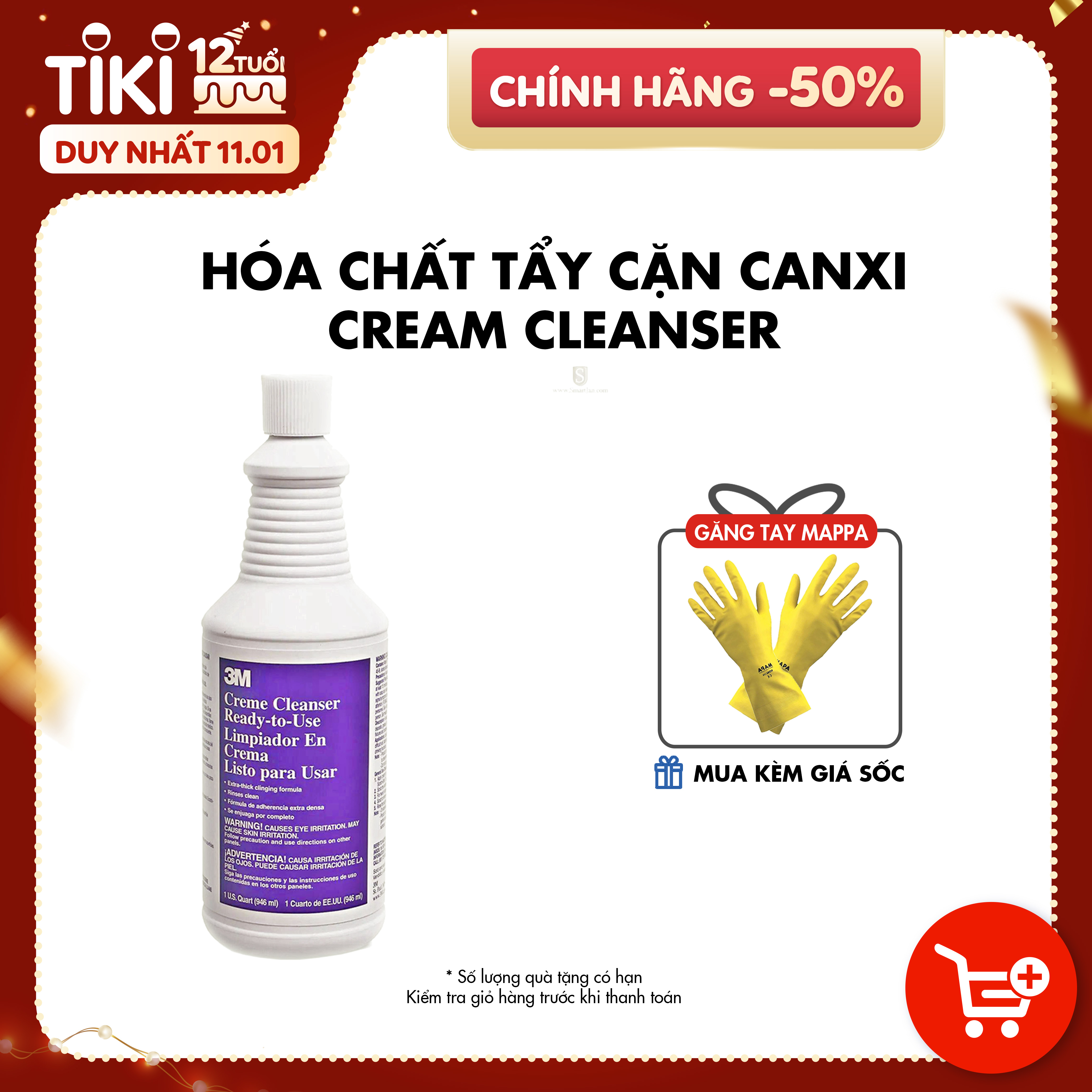 Chất tẩy cặn 3M Creme Cleanser, tẩy cặn canxi, tẩy rửa nhà tắm, tẩy vòi inox vách kính siêu sạch, an toàn tiện lợi, nhập khẩu chính hãng 3M - Mỹ