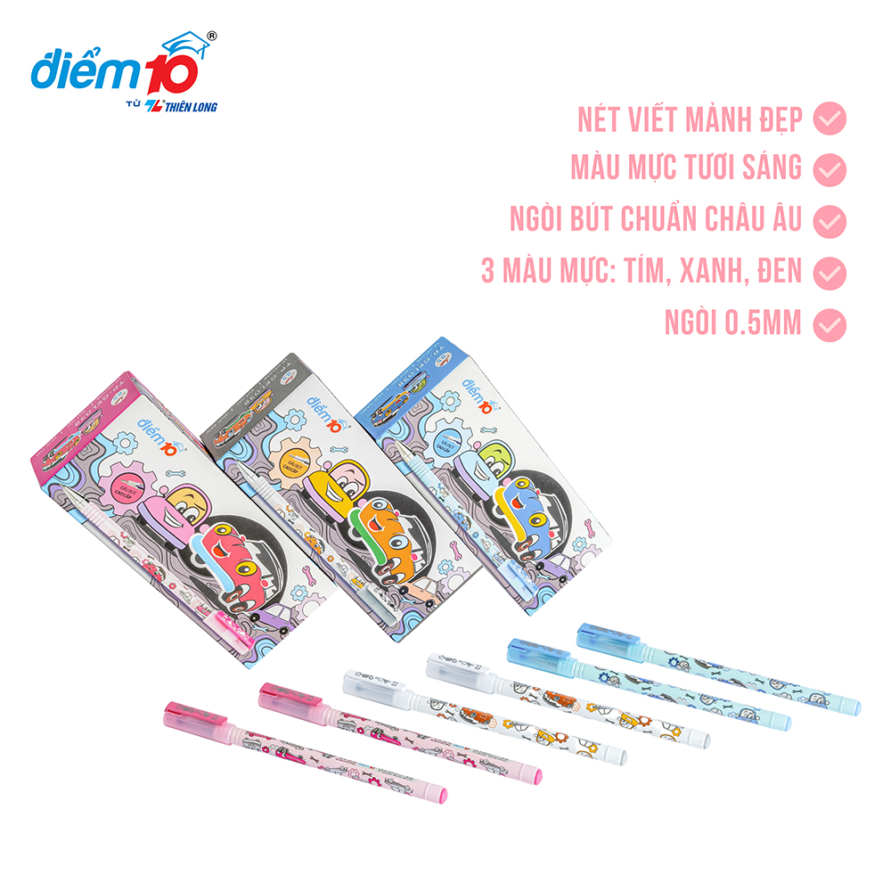 Combo 10 Bút gel Smooth Flowing Gel Ink Thiên Long Điểm 10 TP-GEL038