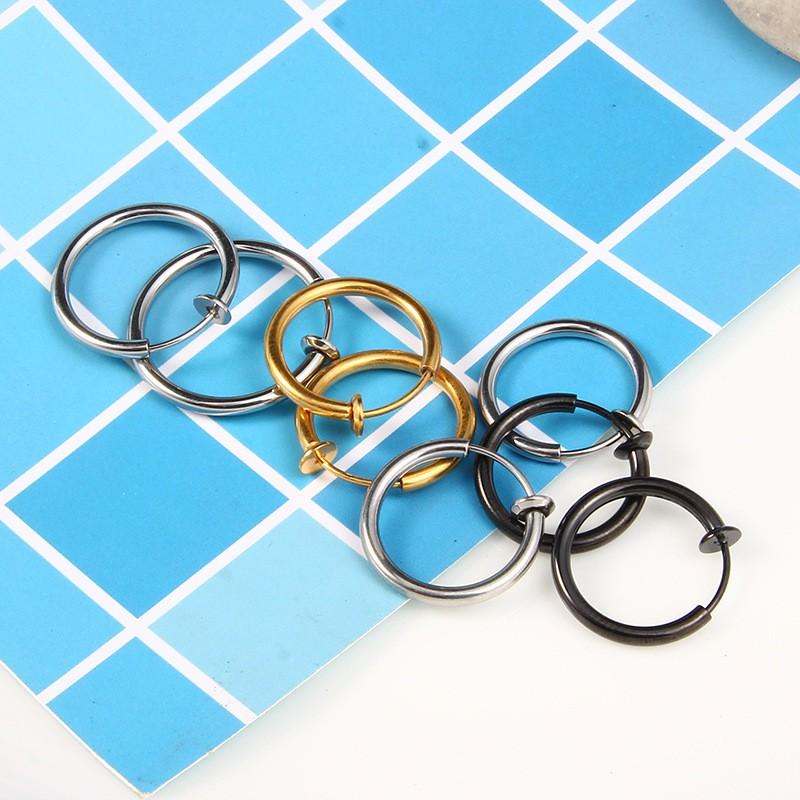 Khuyên Tai Nam, Bông Tai Nam kẹp inox 316L tròn trơn không cần xỏ lỗ