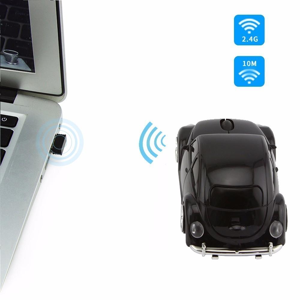 Chyi Không Dây Mini Hình Chuột Máy Tính Quang USB Tự Động Tính Mause 3D VW Cánh Cứng Xe Maus 2.4 GHz 1600 DPI LED Chuột Cho Laptop