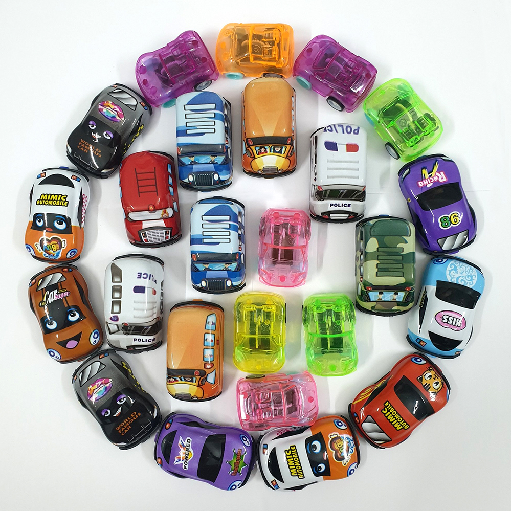 Bộ 25 mô hình đồ chơi nhựa xe ô tô mini bánh đà hỗn hợp (4.5x3x2 cm) - Màu ngẫu nhiên