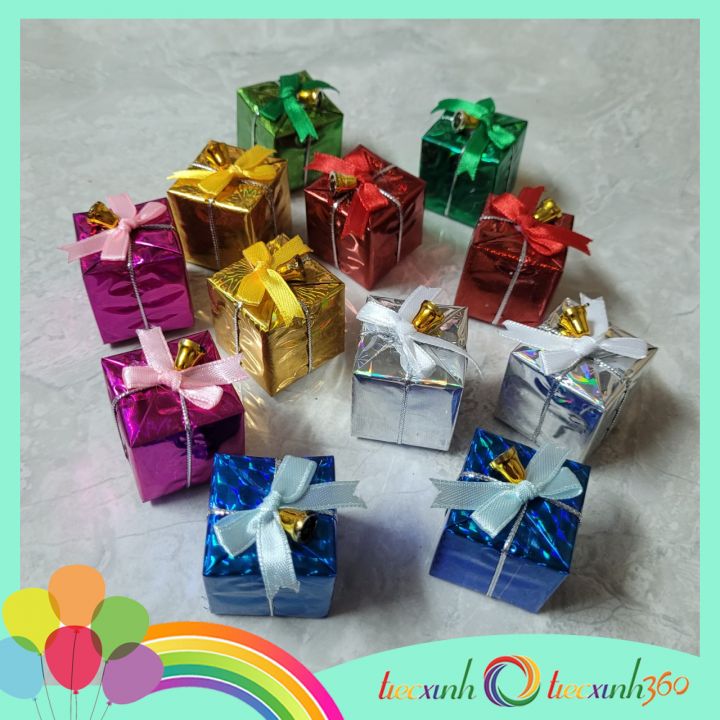 Set 12 hộp quà mini treo trang trí cây thông Noel
