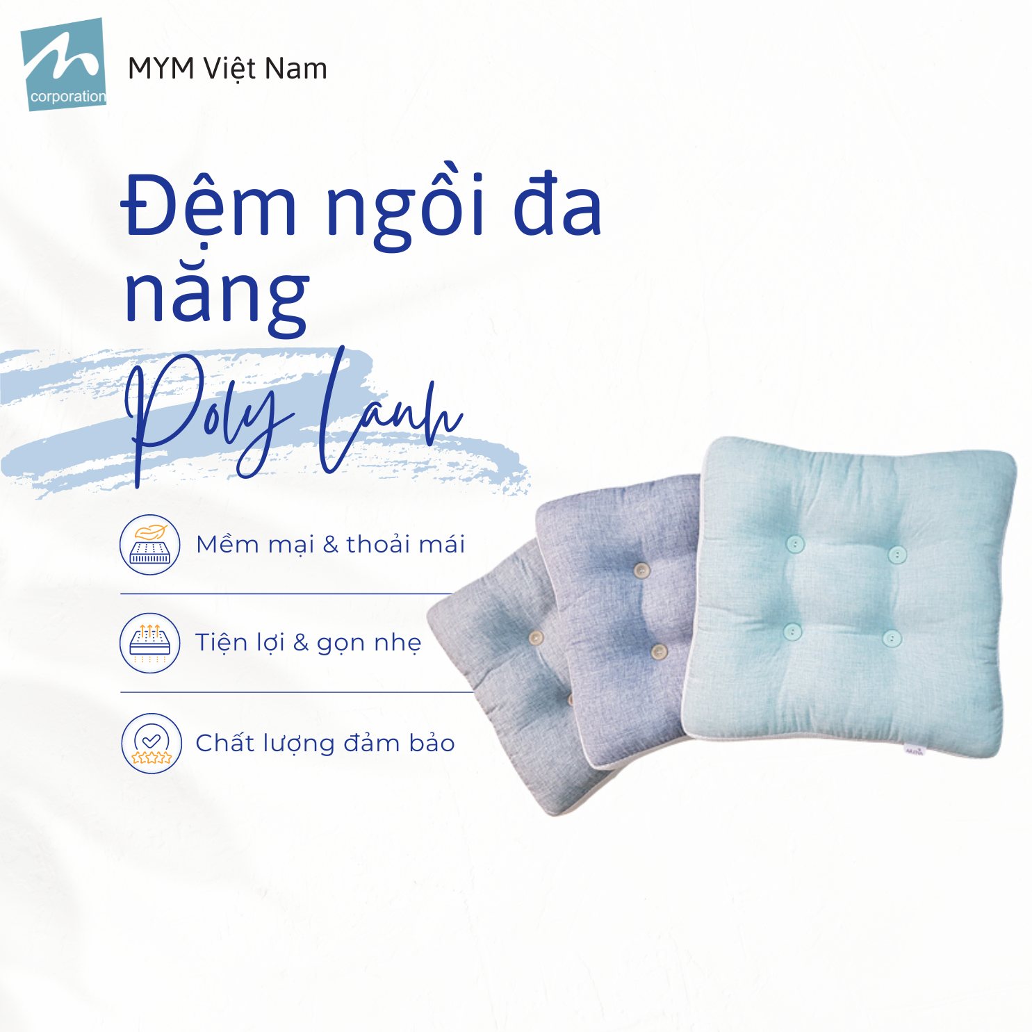 Đệm Ngồi Đa Năng MYM Đàn Hồi, Thoáng Khí Chống Đau Mỏi Ê Mông (Mẫu Ngẫu Nhiên)
