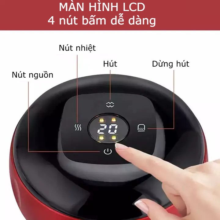 Máy giác hơi cạo gió cầm tay mini - Máy massage thông minh cầm tay , Máy giác hơi đa năng 6-12 cấp độ., massage thư giãn , cạo gió, nhiệt nén nóng giãn cơ , Áp suất âm + Nhiệt giúp tuần hoàn máu, giảm mệt mỏi, giảm đau cơ