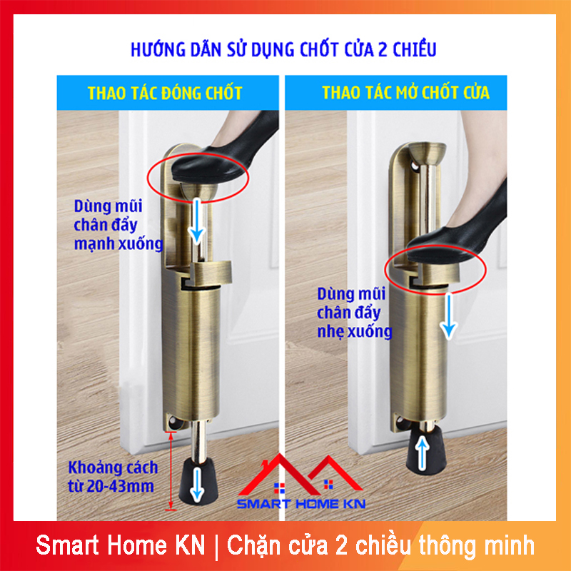 [HÀNG CAO CẤP] Chân giữ cửa 2 chiều chốt đạp thông minh chân chống cửa thẳng