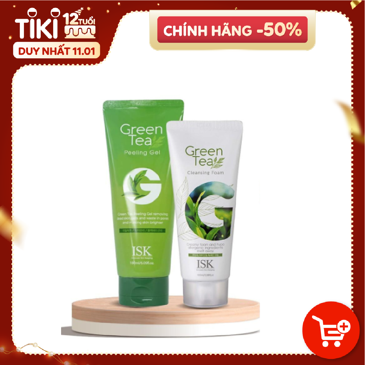 Tẩy Tế Bào Chết Dạng Gel ISK Green Tea Peeling Trà Xanh Làm Sạch, Dưỡng Ẩm Cho Da Dung Tích 180ml