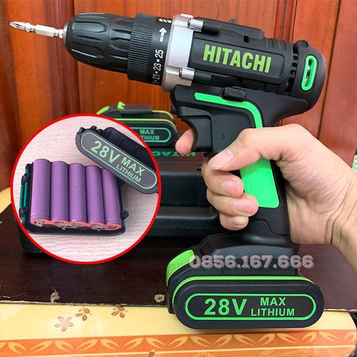 MÁY KHOAN BẮT VÍT HITACHI - MÁY KHOAN DÙNG PIN HITACHI 28V - TẶNG MŨI KHOAN + MŨI BẮT VÍT