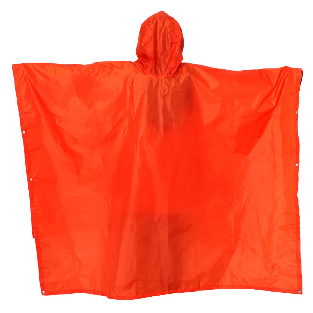 Outdoor 3in1 Raincoat Poncho Backpack Rain Cover Tent Mat Waterproof Orange