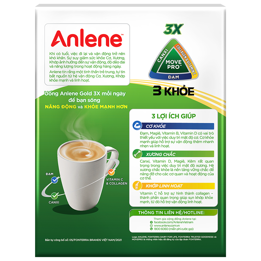 Hộp sữa bột Anlene 3X Vị Cà phê hộp 310g