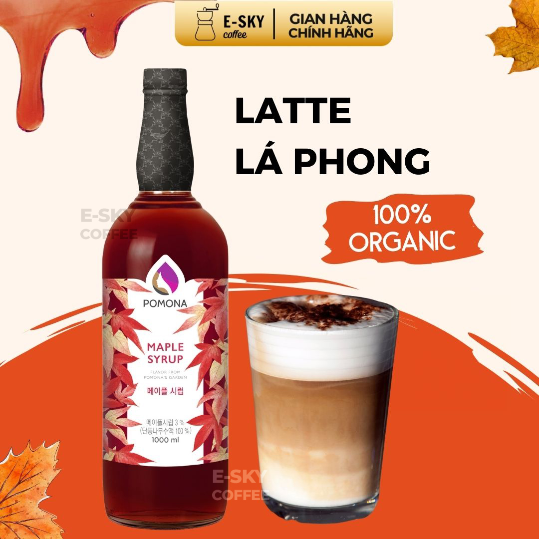 Siro Lá Phong Pomona Maple Syrup Nguyên Liệu Pha Chế Hàn Quốc Chai Thủy Tinh 1 lít