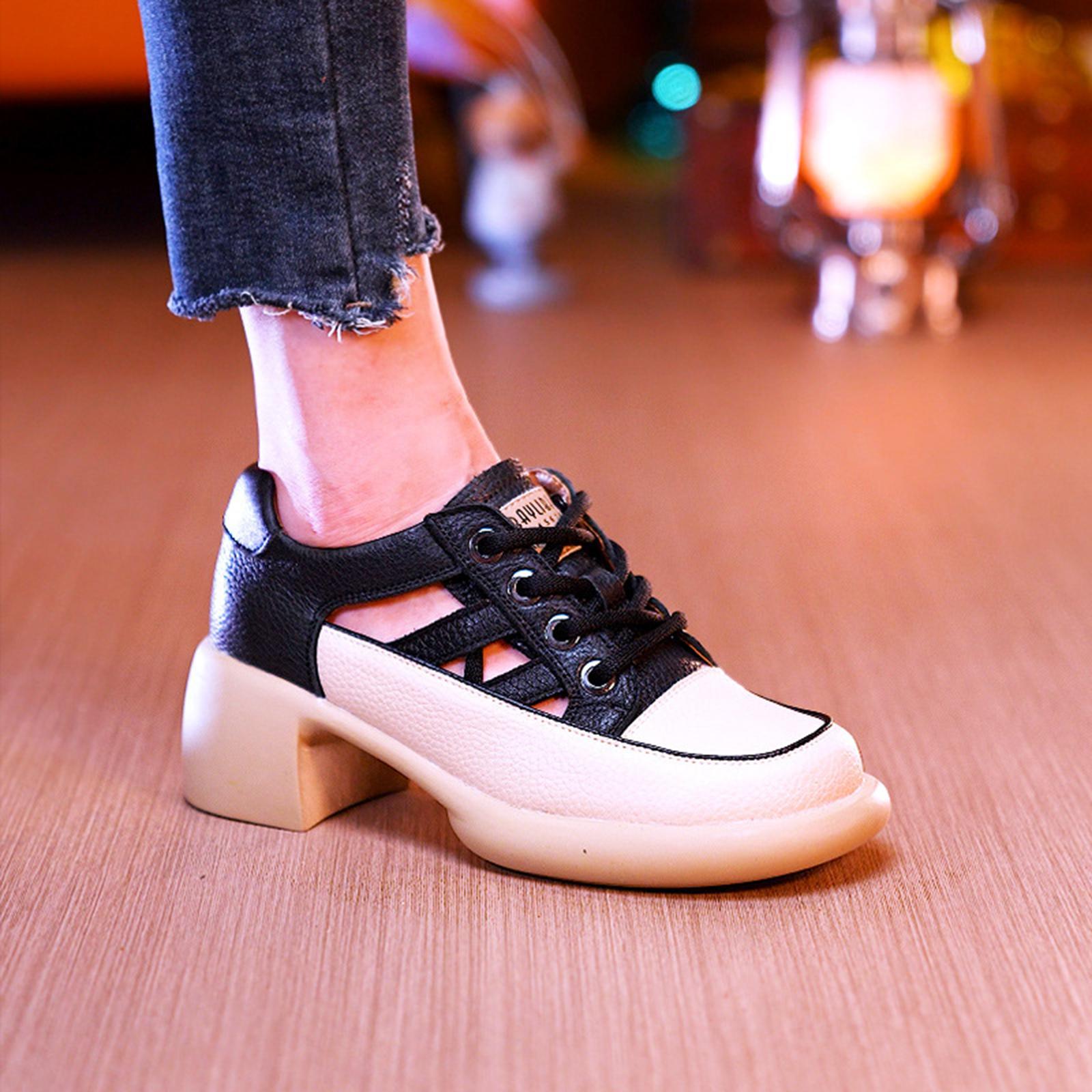 Women Heeled Sandals Chunky Heel Shoes Lightweight Lace up Closed Toe Unique High Heeled Wedge Sneakers Block Heel Sandals for Beach Outdoor