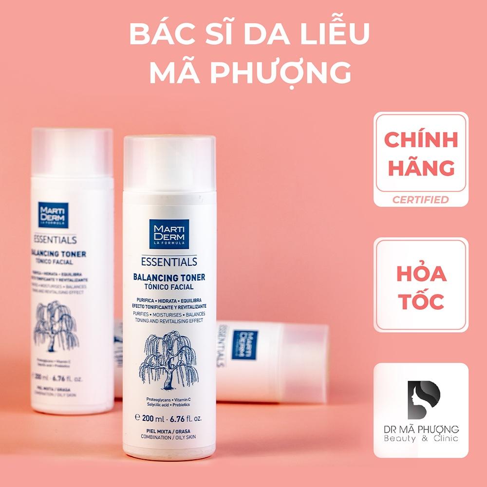 Nước Cân Bằng Làm Sạch Chứa BHA &amp; Prebiotics MartiDerm Essentials Balancing Toner 200ml