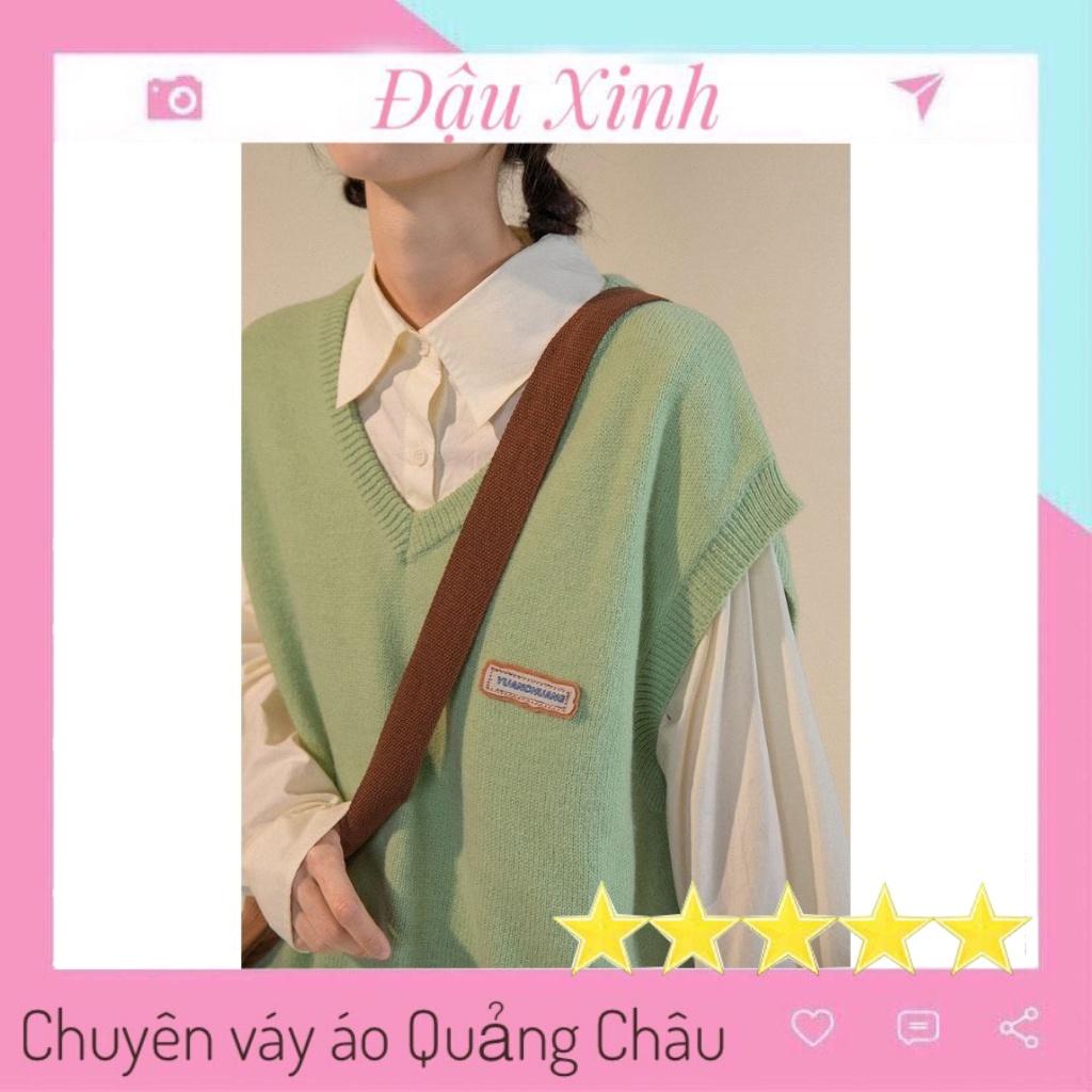 Áo gile len nữ hàn quốc áo len ulzzang cổ v dáng rộng dài - 201