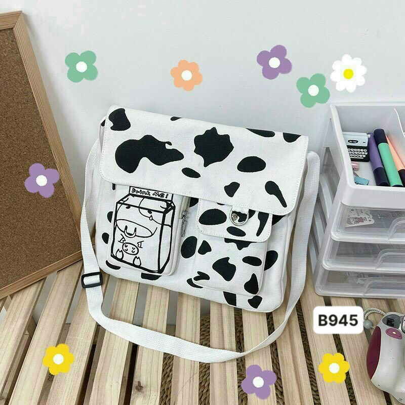 Túi vải canvas in bò sữa kenn fasshion