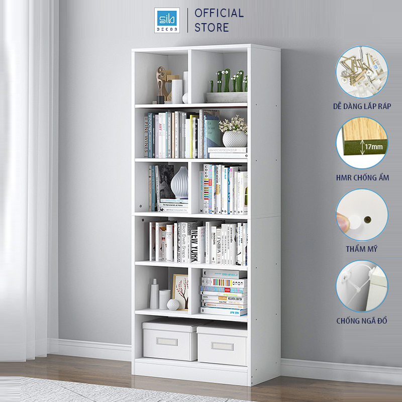 Kệ Sách Để Sàn Gỗ Chống Ẩm Cao Cấp Sib Decor 178 X 60 X 24Cm - Trắng