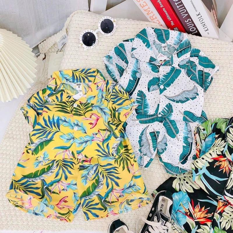 Bộ cộc tay hoa lá cho bé trai