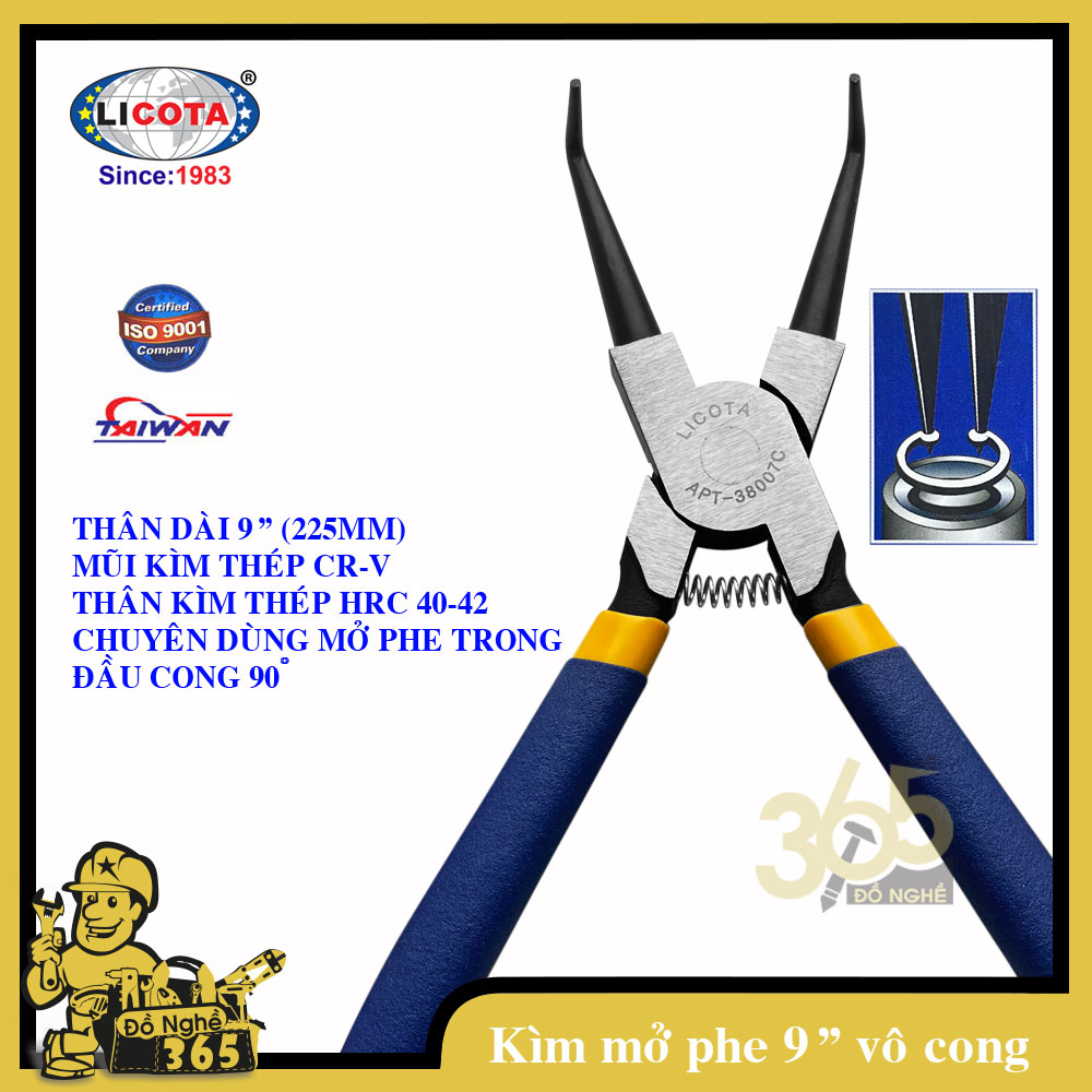 Kìm mở phe trong 9&quot;( 225mm) mũi cong LICOTA