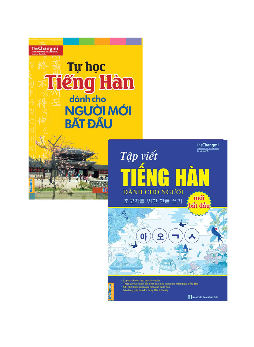 Combo Tự Học Tiếng Hàn Dành Cho Người Mới Bắt Đầu + Tập Viết Tiếng Hàn Dành Cho Người Mới Bắt Đầu - Changmi (Bộ 2 Cuốn) _MC