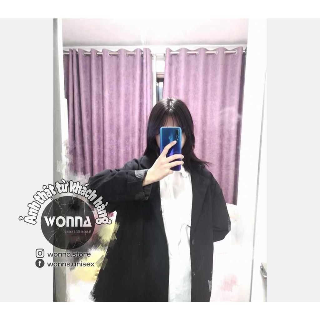 (Kèm ảnh thật) Áo khoác áo vest blazer nam nữ màu đen phong cách Hàn Quốc unisex công sở lịch lãm