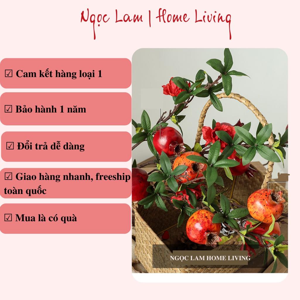 Cành lựu giả quả to đẹp tự nhiên không thấm nước dùng trang trí nhà hàng, quán cafe, phòng khách, phòng ngủ