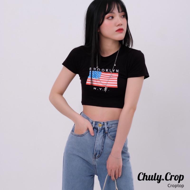 Áo croptop ôm in hình Sinner màu trắng đen dễ mặc dễ phối đồ kèm ảnh thật