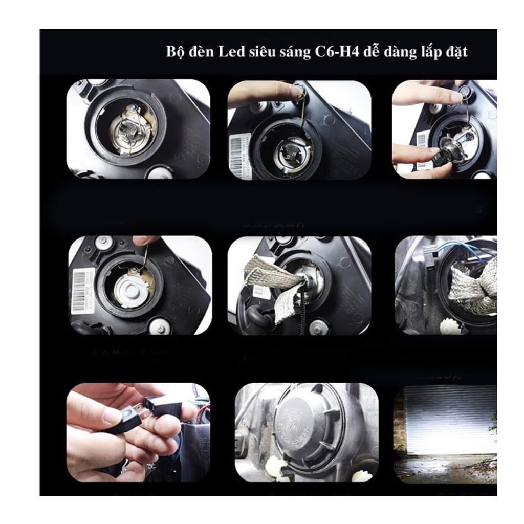 ĐÈN LED C6 COS PHA 2IN1 CÓ QUẠT TẢN NHIỆT CHO Ô TÔ XE MÁY SIÊU SÁNG