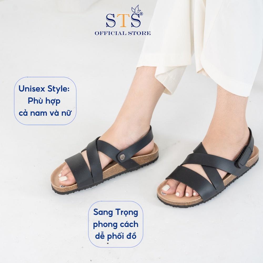 Giày Sandal Đế Trấu Nam nữ quai chéo Da Pu cao cấp xuất khẩu, mặt lót PU kem chống nước nhiều màu sắc mã KPU21