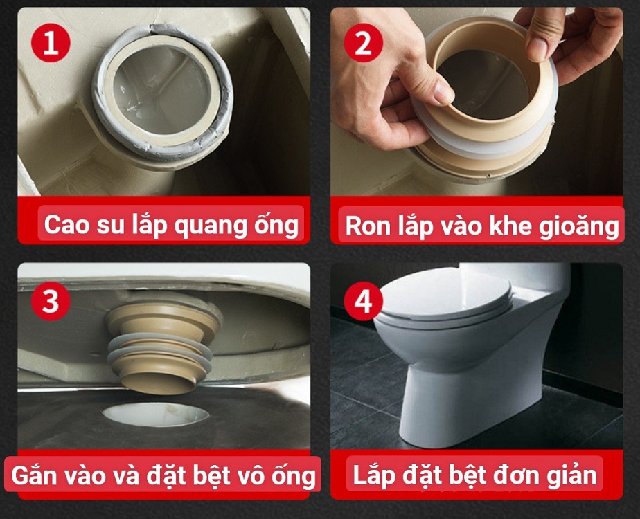 Gioăng đế cao su chống hôi bồn cầu xí bệt chất liệu nhựa ABS kín khít ngăn mùi hiệu quả