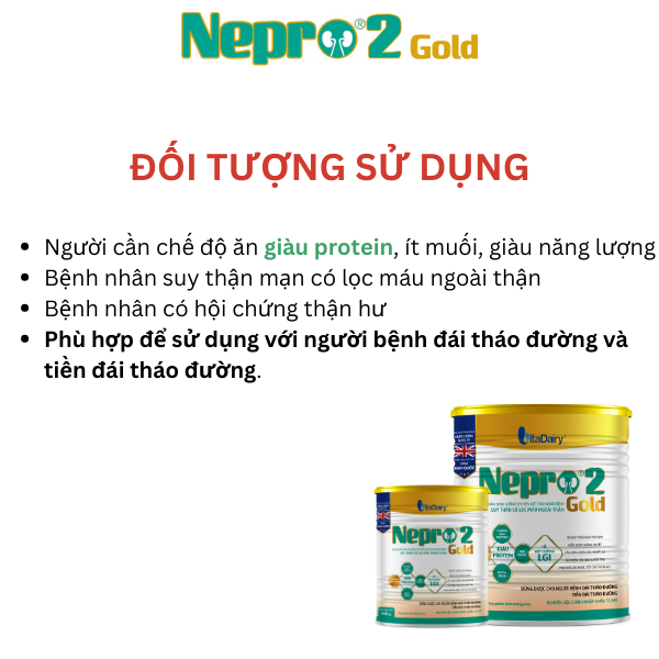 Sữa bột Nepro 2 Gold 400g dành cho người bệnh thận đã chạy thận và kèm tiểu đường - VitaDairy