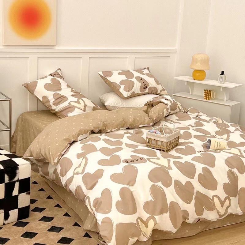 Set Cotton Living 100%cotton Hàng Nhập Khẩu Cao Cấp 4 Món Trái Tim  Nhỏ
