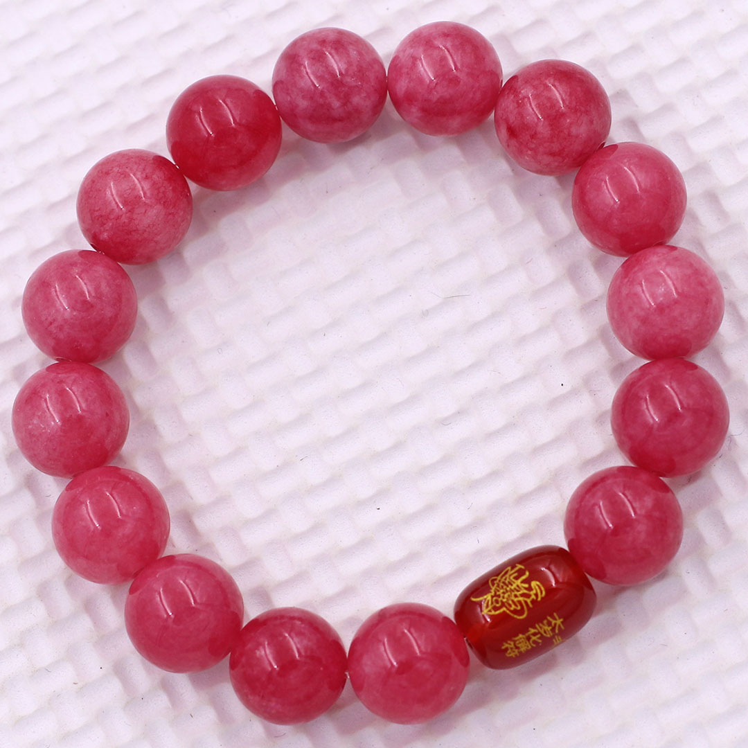 Vòng chuỗi đeo tay đá hồng ngọc 10 ly charm hạt giải thái tuế phù, vòng chuỗi phong thủy, giải năm hạn thái tuế