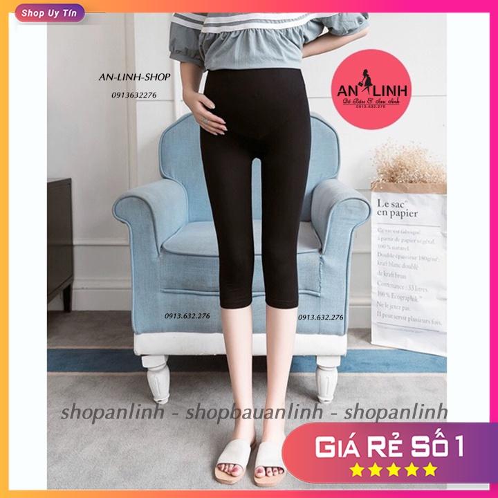 Quần bầu legging LỬNG trơn siêu đẹp co giãn thoải mái có chun chỉnh