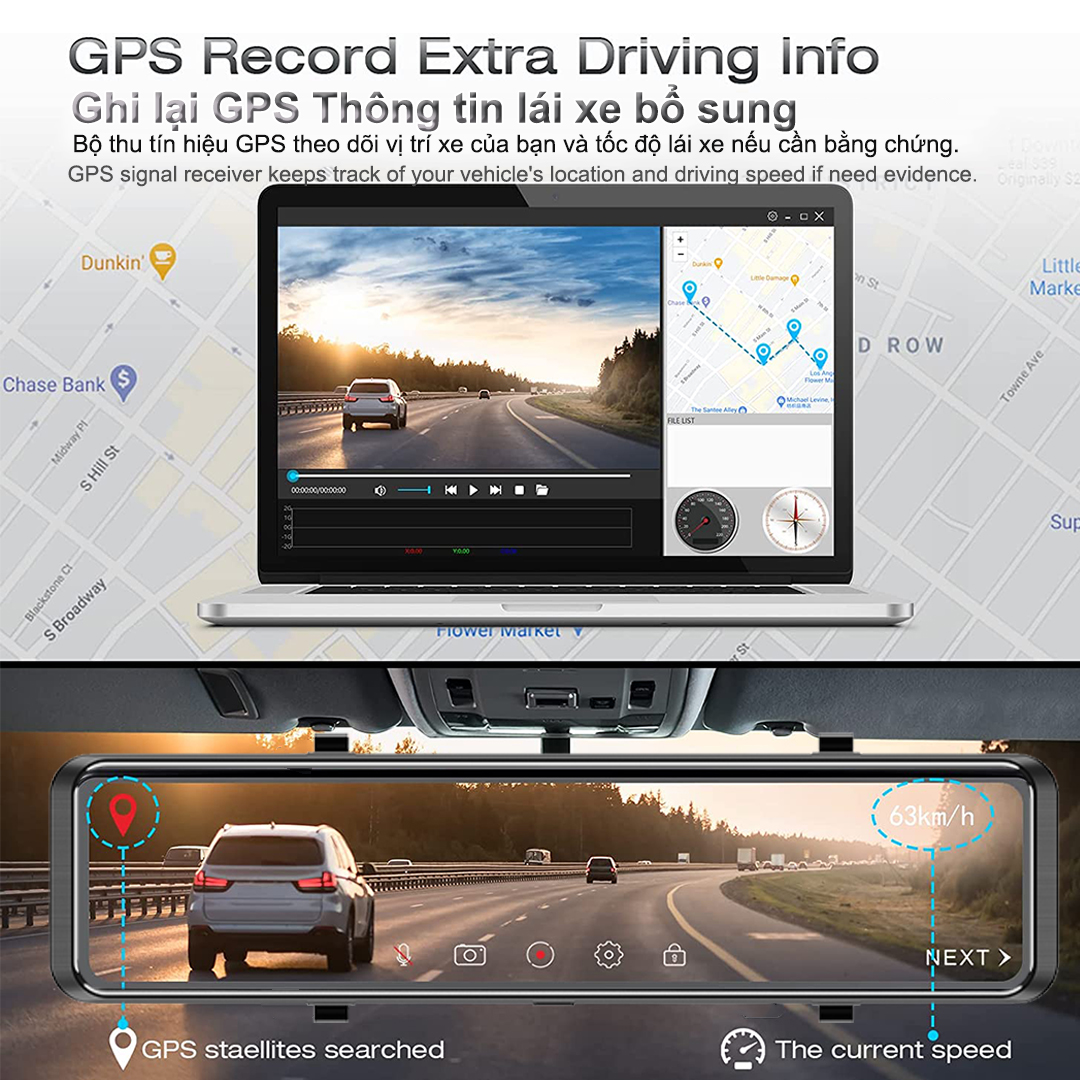 Camera Hành Trình ô Tô Siêu Rõ 2k Và Full Hd 1080p Trước Và Sau Ghi Hình Đồng Thời,Bên Trong Wifi Và GPS Có Kết Nối Điện Thoại ,Cảm Biến G,Thông Báo Tốc Độ