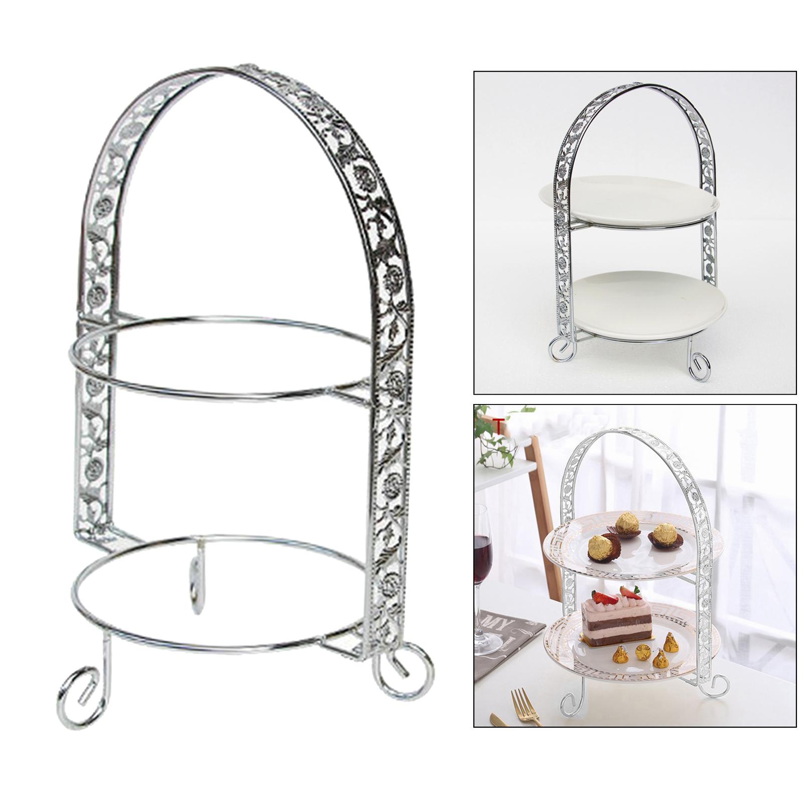 Iron 2-Tire Cupcake Platter Display Stand Serving Plate Rack