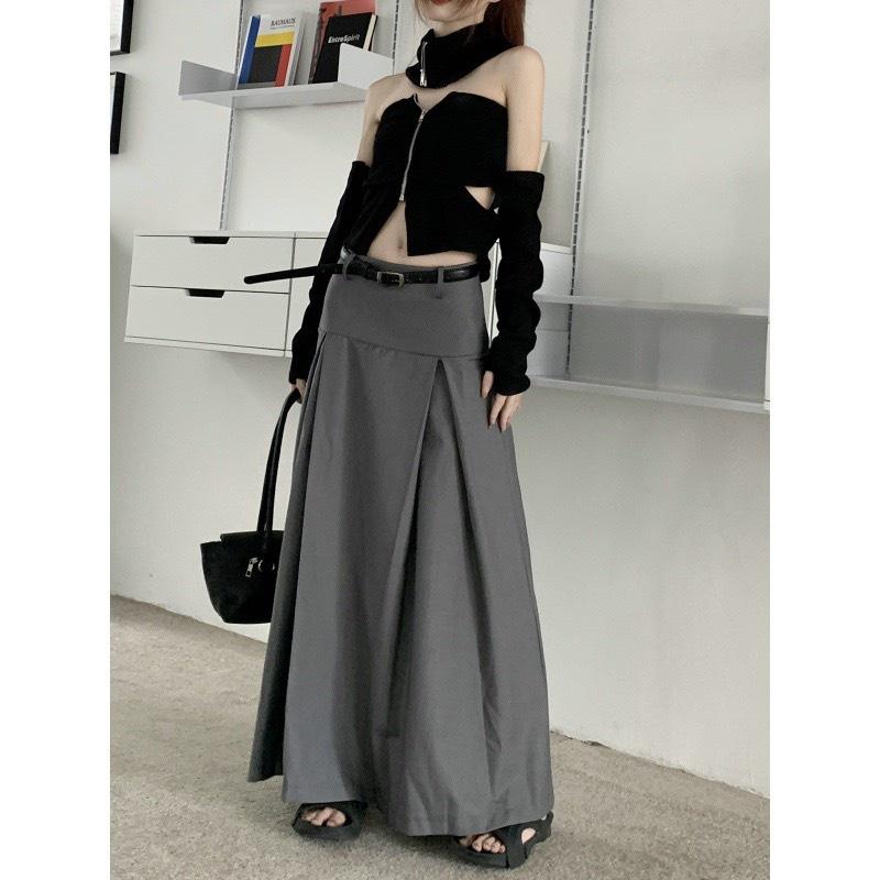 Chân váy midi ulzzang chữ A EMIX, váy basic dáng dài, không kèm đai, lên form đẹp, chất trượt hàn 841