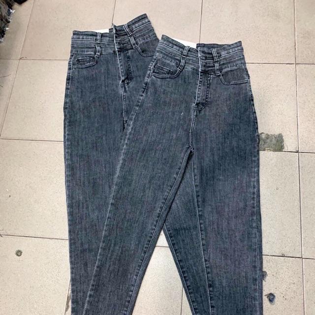 Quần jeans ôm lưng cao 2 nút dáng siêu dài- hình thật chính chủ