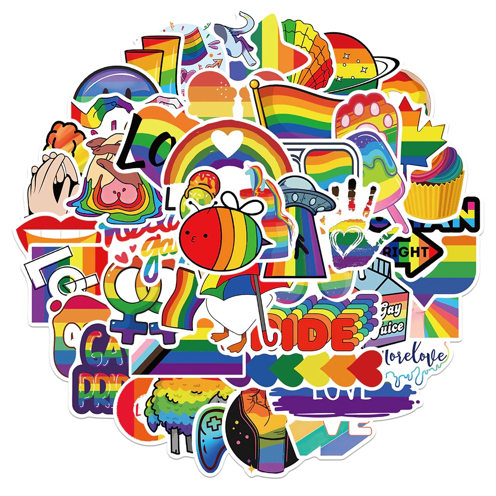 Sticker decal chủ đề LGBT cầu vồng dán laptop , điện thoại,bình nước hình dán trang trí