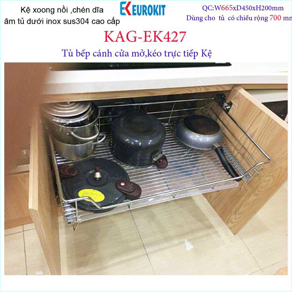 Kệ chén bát xoong nồi Euro âm tủ bếp inox 304, Kệ đa năng ray kéo tủ bếp dưới 60cm,-70cm-80cm-90cm, khuyến mãi phí lắp