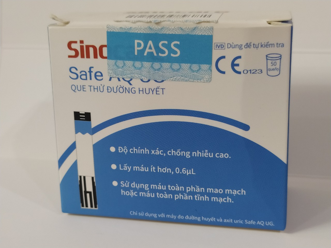 50 Que Thử Đường Huyết  Dùng Cho Máy Safe AQ UG Kèm 50 Kim Chích Máu Sinocare