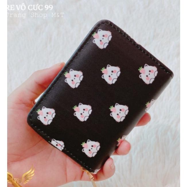 Ví Da Mini Cầm Tay 10 Ngăn Họa Tiết thỏ cà rốt Ngộ Nghĩnh Bóp Nữ Da PU Cute Hot Trend