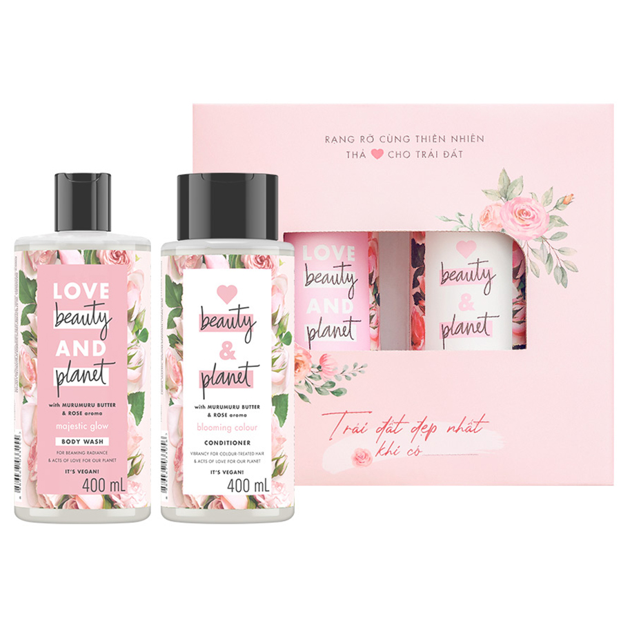 Bộ Quà Tặng Dầu Gội Và Dầu Xả Love Beauty And Planet Chăm Sóc Tóc Nhuộm (2 x 400ml)