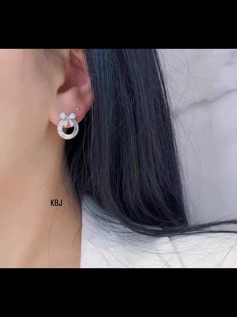 Bông tai bạc nơ đá chất liệu bạc s925 MS75c
