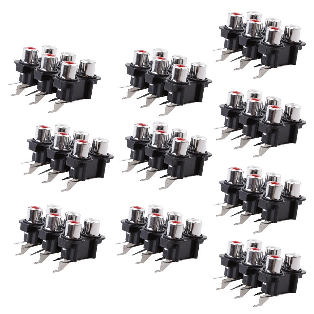 10Pcs PCB Mount AV Concentric Outlet 6 RCA Female Socket Connector Board