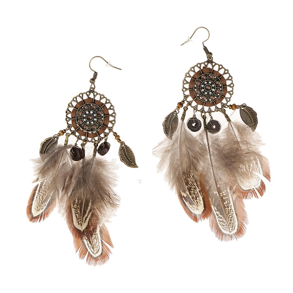 Retro Long Earrings Fashion Feather Earrings Bohemian Ethnic Tassel Earrings